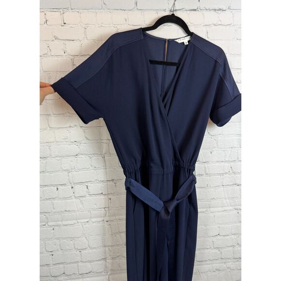 TRINA TURK blue wrap top belted short sleeve romper jumpsuit size 2 NWOT - Picture 3 of 10